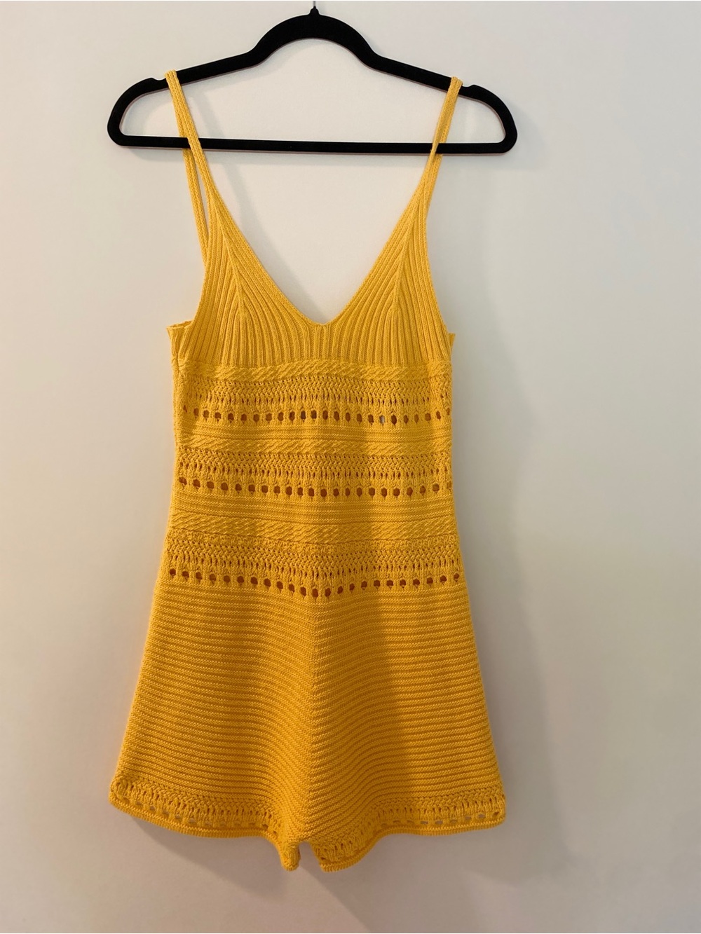Zara Yellow Crochet Romper | Lemon Yellow | Beach Cover-Up | Size S